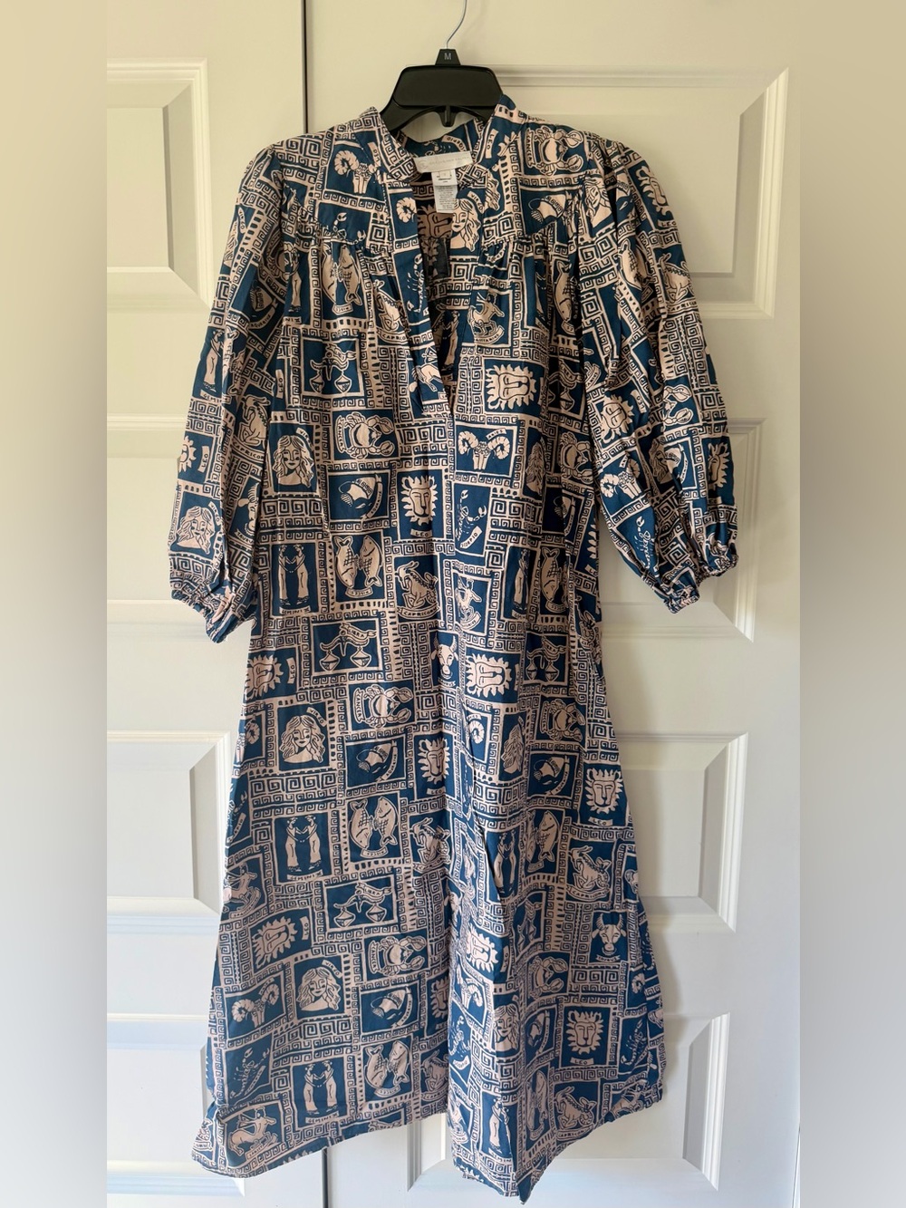 Corey Lynn Calter Navy and Beige Printed Maxi Dress